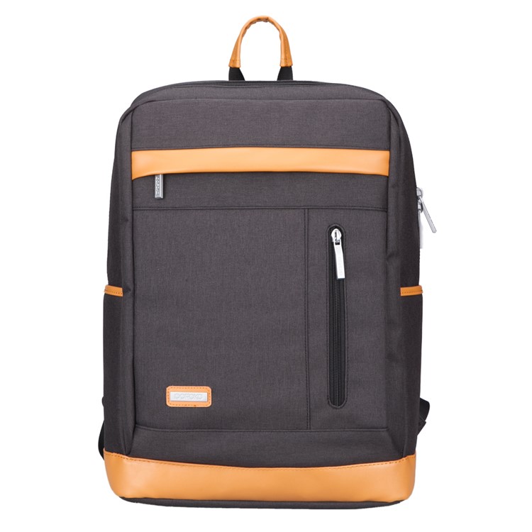 POFOKO Korean Style Nylon Backpack Laptop Bag Double Shouder Bag for Men - Black-1