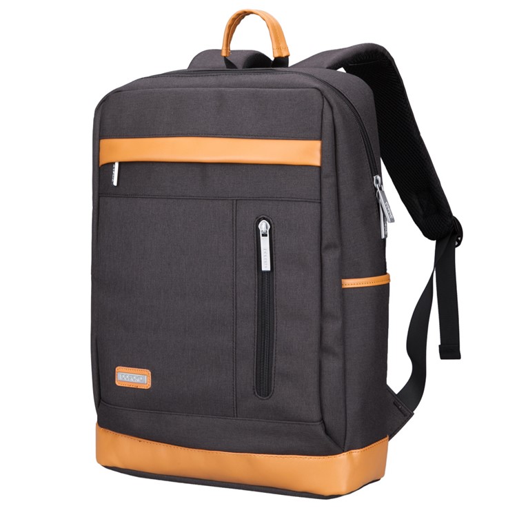 POFOKO Korean Style Nylon Backpack Laptop Bag Double Shouder Bag for Men - Black-2