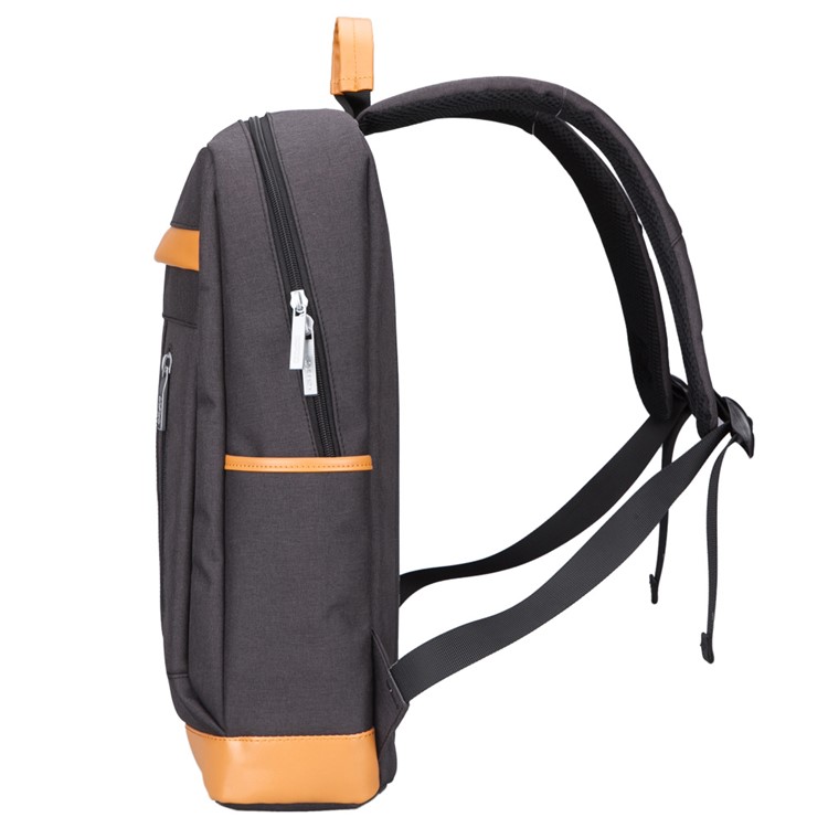 POFOKO Korean Style Nylon Backpack Laptop Bag Double Shouder Bag for Men - Black-3
