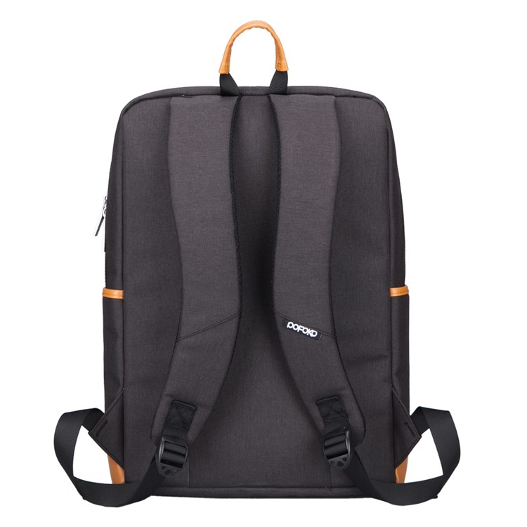 POFOKO Korean Style Nylon Backpack Laptop Bag Double Shouder Bag for Men - Black-4