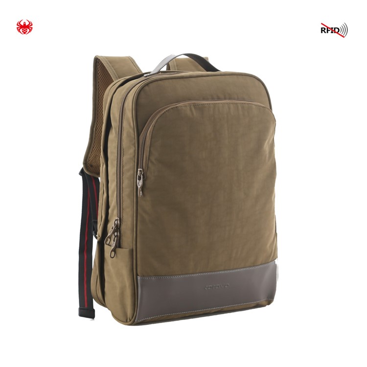 KOROVO Anti-theft Safety Waterproof Nylon Backpack Built-in Anti-Cut Cloth for 15.6-inch Laptop Etc. (B0618) - Khaki-1