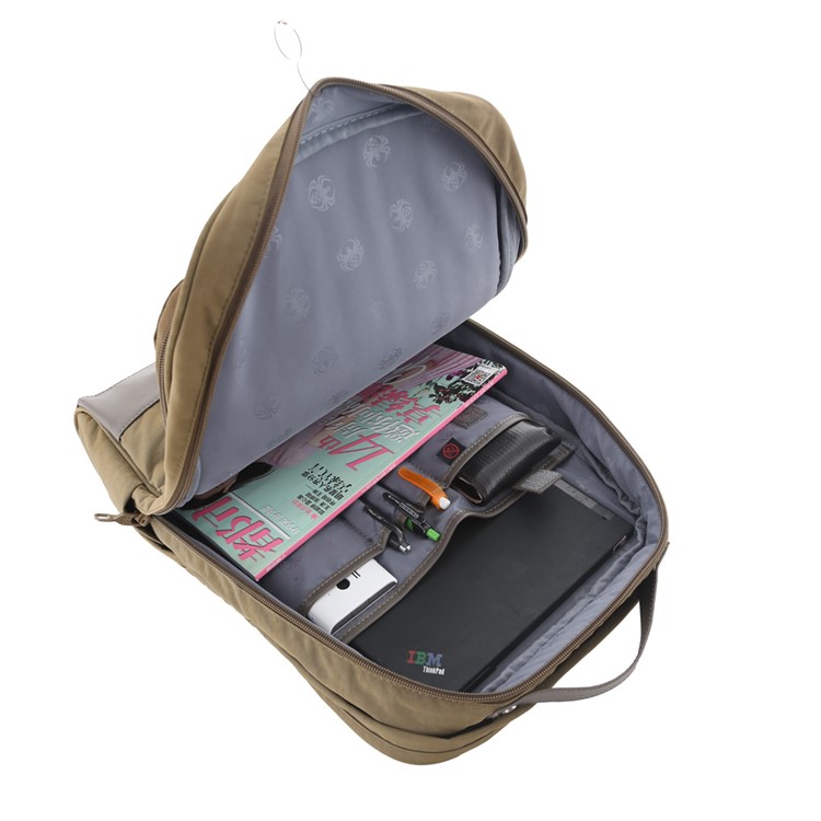 KOROVO Anti-theft Safety Waterproof Nylon Backpack Built-in Anti-Cut Cloth for 15.6-inch Laptop Etc. (B0618) - Khaki-14