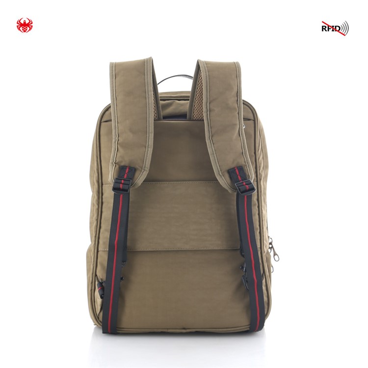 KOROVO Anti-theft Safety Waterproof Nylon Backpack Built-in Anti-Cut Cloth for 15.6-inch Laptop Etc. (B0618) - Khaki-4