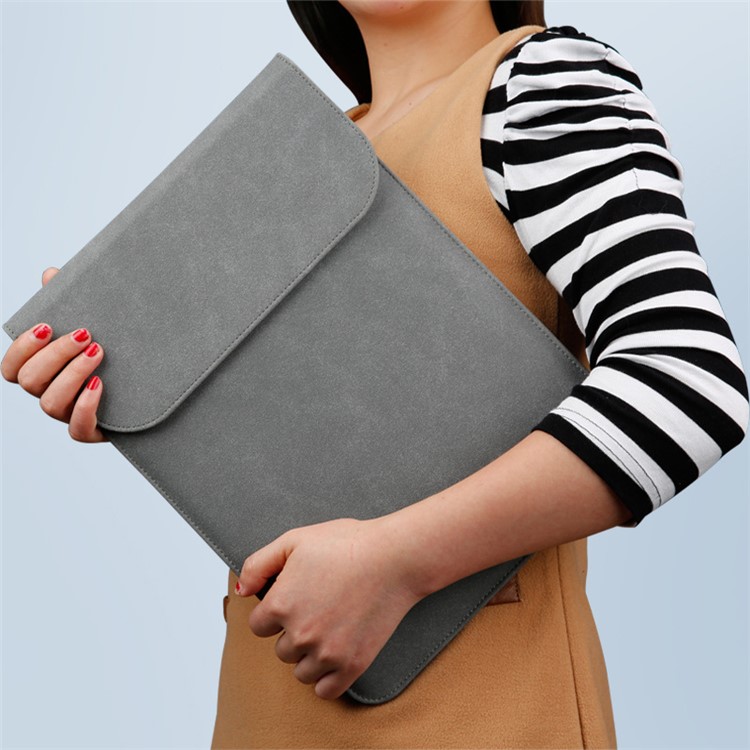 SOYAN Magnetic PU Leather Sleeve Pouch for MacBook 12-inch A1534 - Dark Grey-2