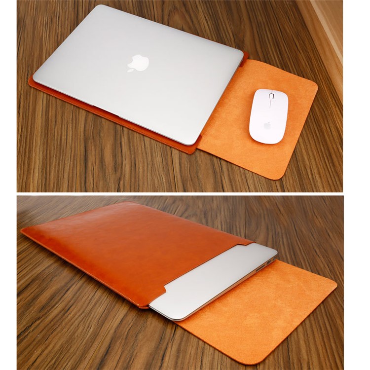 SOYAN Leather Case with Mouse Pad + Power Supply Pouch + Mouse Cover + Bobbin Winder for Macbook Air 11.6-inch - Brown-4