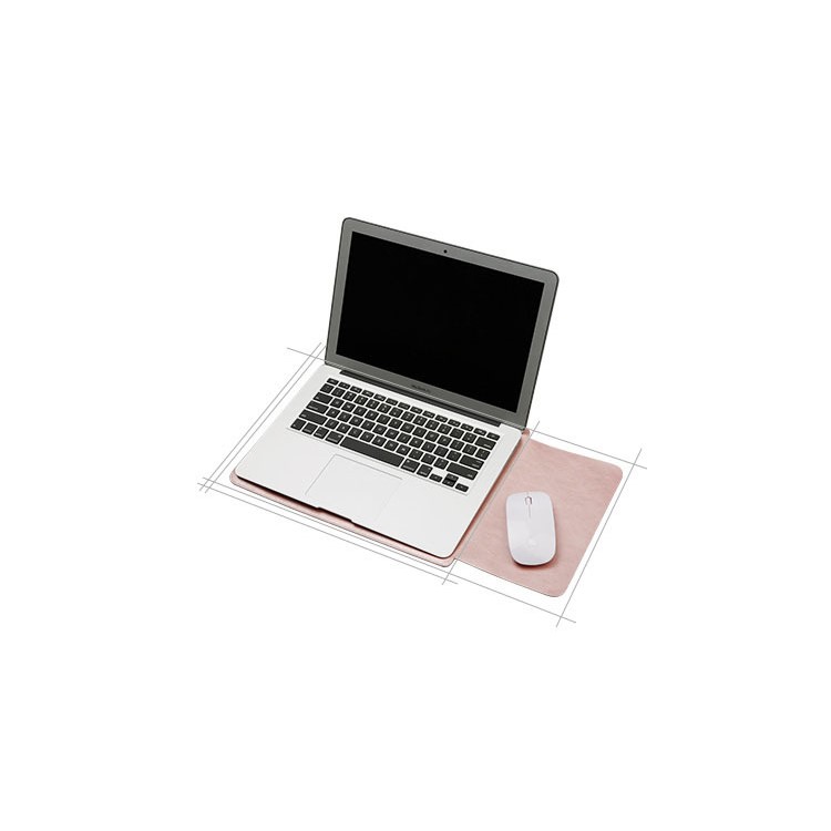 SOYAN Leather Pouch Sleeve Cover with Mouse Pad for 13-inch MacBook Air/Pro - Wine Red-4