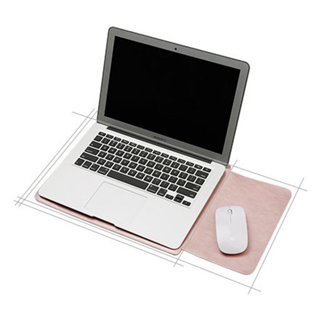 SOYAN Crazy Horse funda de piel de cuero con cojín de ratón para 13 pulgadas MacBook Air / Pro - Oro Rosa-11