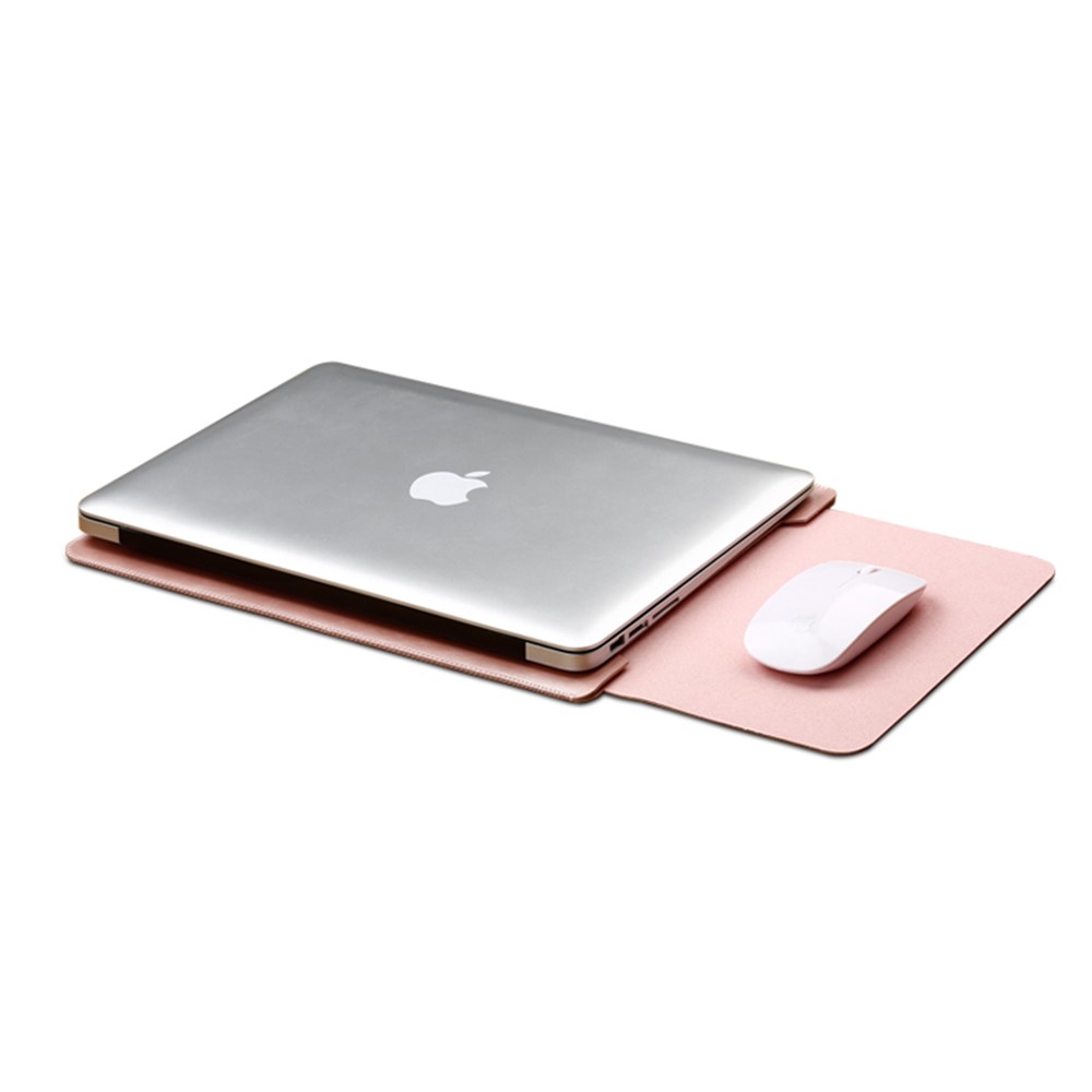 SOYAN Crazy Horse funda de piel de cuero con cojín de ratón para 13 pulgadas MacBook Air / Pro - Oro Rosa-5