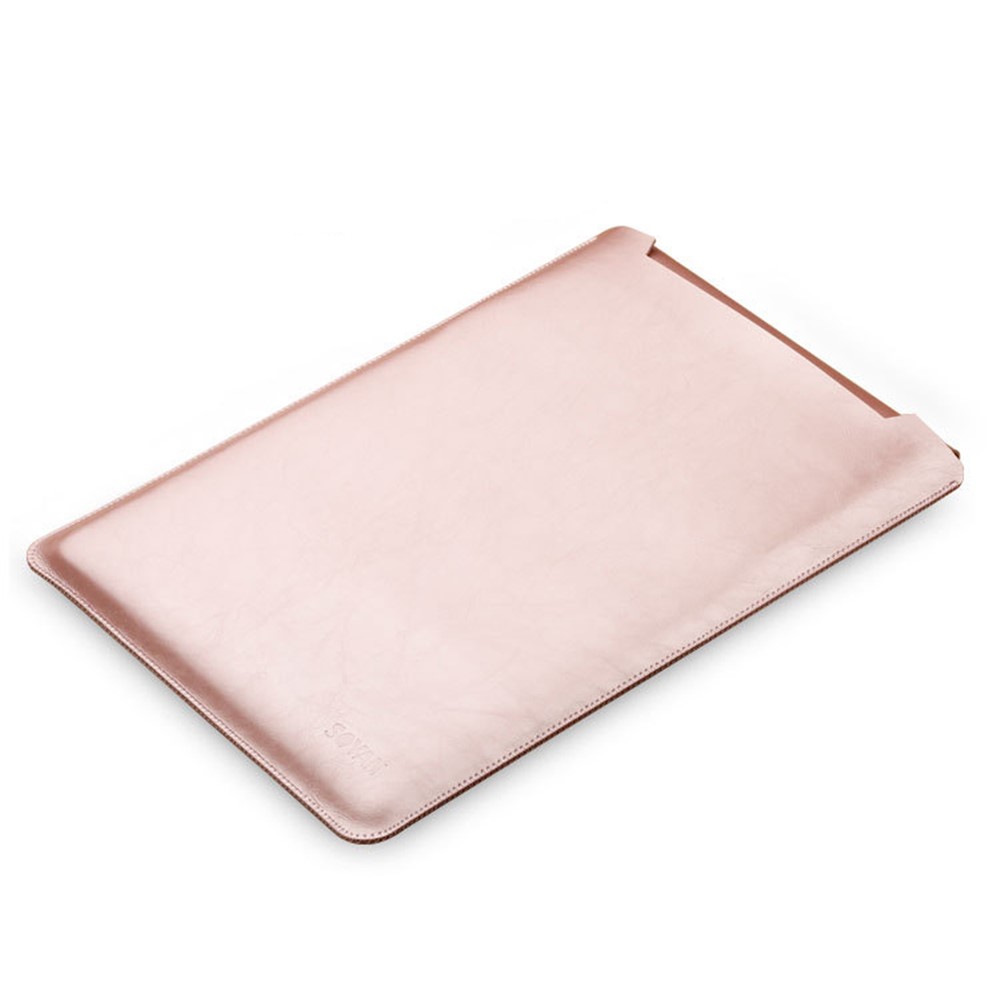 SOYAN Crazy Horse funda de piel de cuero con cojín de ratón para 13 pulgadas MacBook Air / Pro - Oro Rosa-8