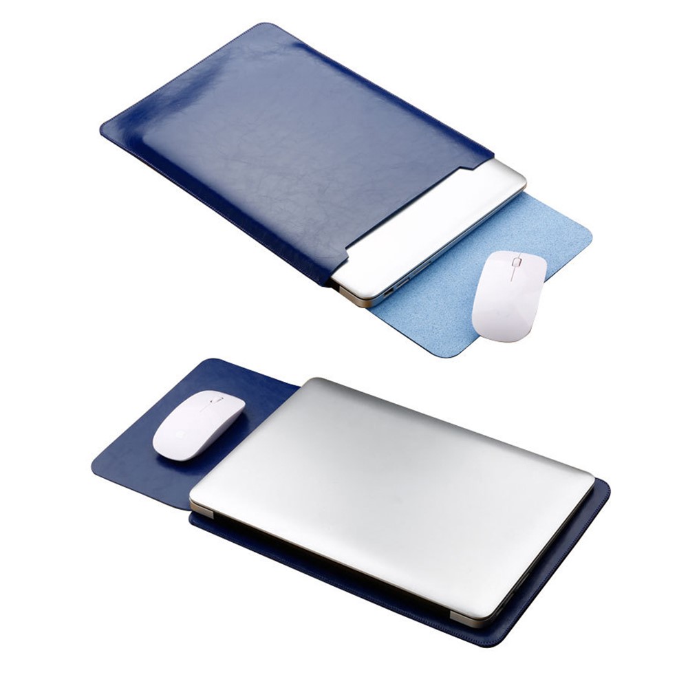 SOYAN Crazy Horse Leather Mouse Pad Pouch Laptop Sleeve for 13-inch MacBook Air/Pro - Blue-5