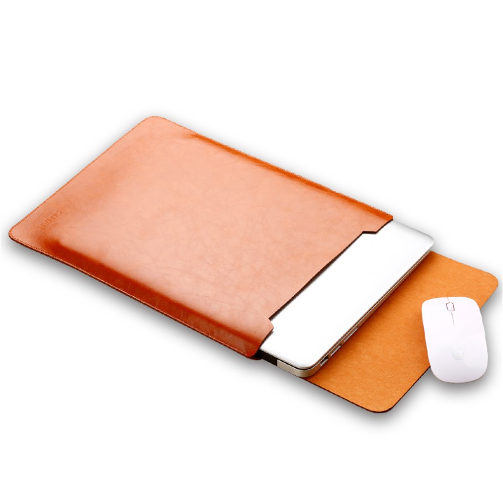 SOYAN Leather Sleeve Pouch Laptop Bag with Mouse Pad for 13-inch MacBook Air/Pro - Brown-1