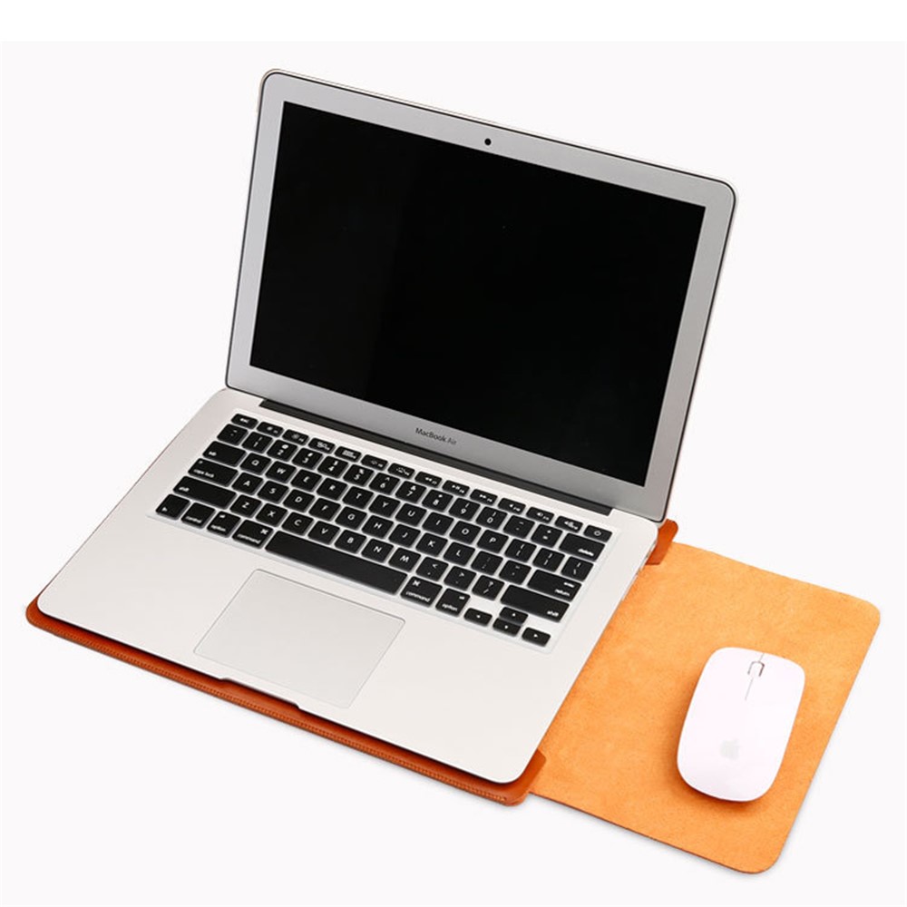SOYAN Leather Sleeve Pouch Laptop Bag with Mouse Pad for 13-inch MacBook Air/Pro - Brown-2