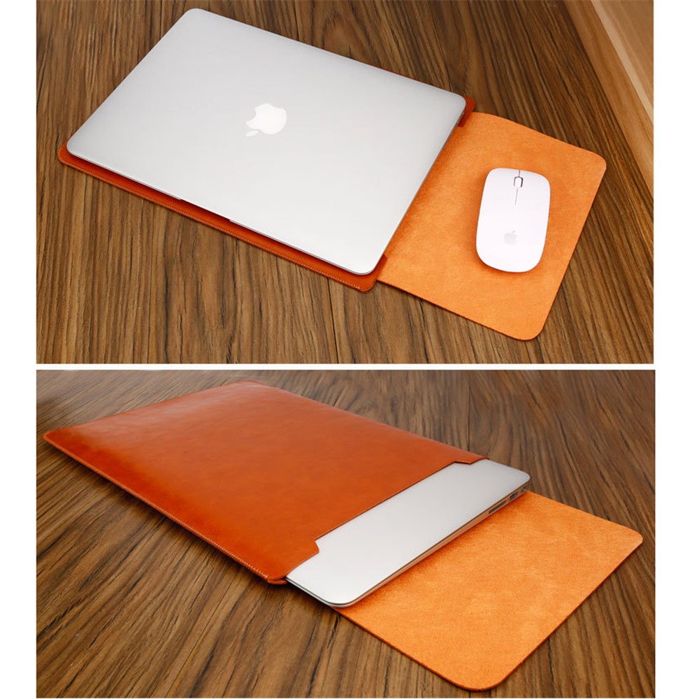 SOYAN Leather Sleeve Pouch Laptop Bag with Mouse Pad for 13-inch MacBook Air/Pro - Brown-3