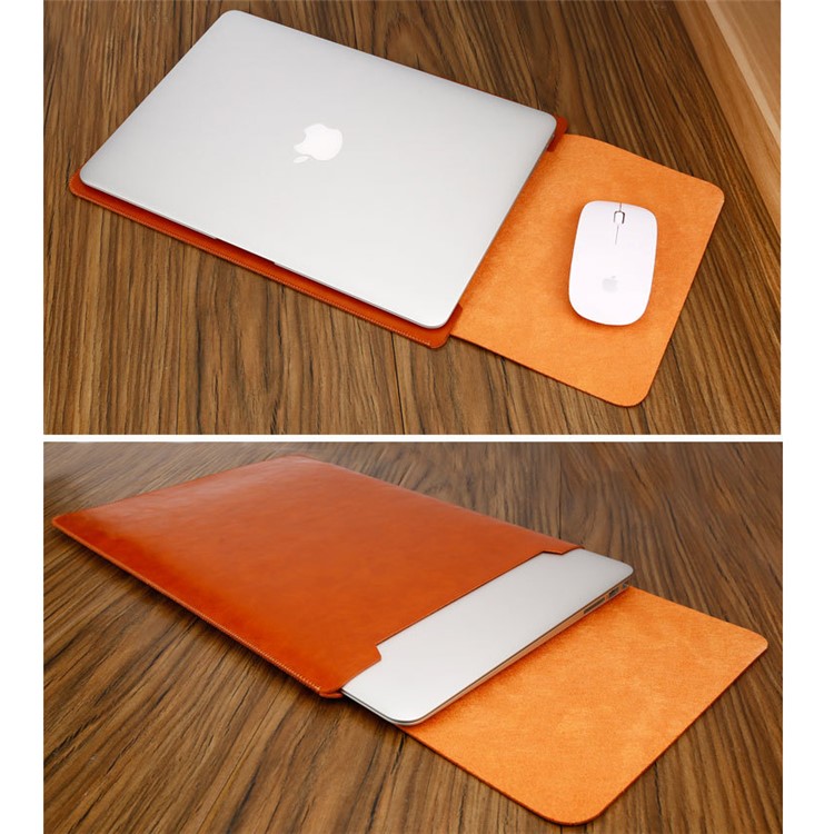SOYAN Bolsa de couro com estojo de mouse para MacBook 12-Polegada com Retina Display(2015) - Castanho-3