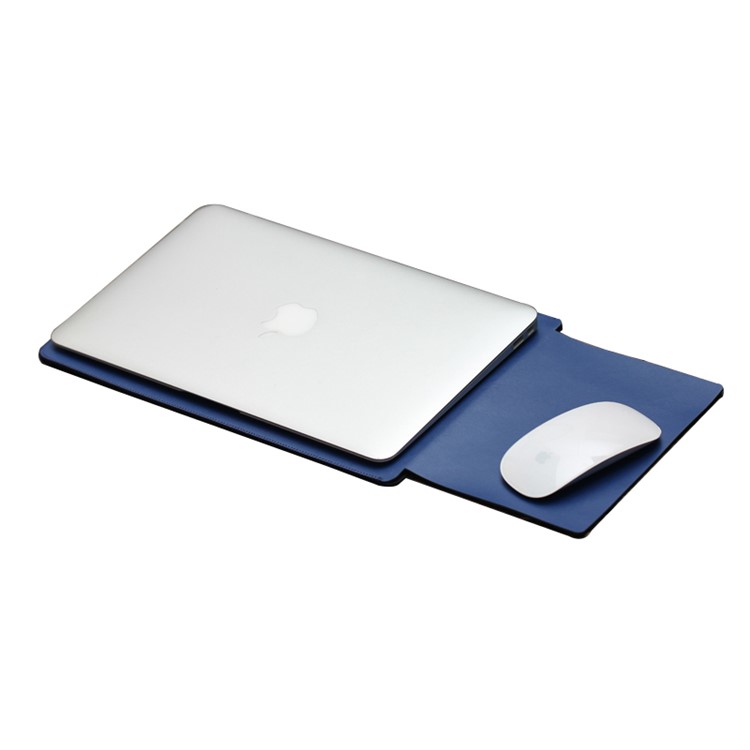 SOYAN Crazy Horse Leather Mouse Pad Laptop Sleeve for MacBook Pro 15-inch (2016) - Blue-2