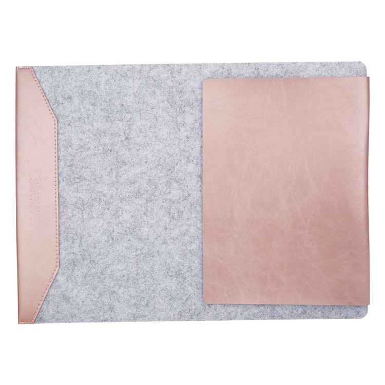 SOYAN Felt PU Bolsa de couro Bolsa com tapete para MacBook Pro 15-polegada(2016) - flecha ouro-11