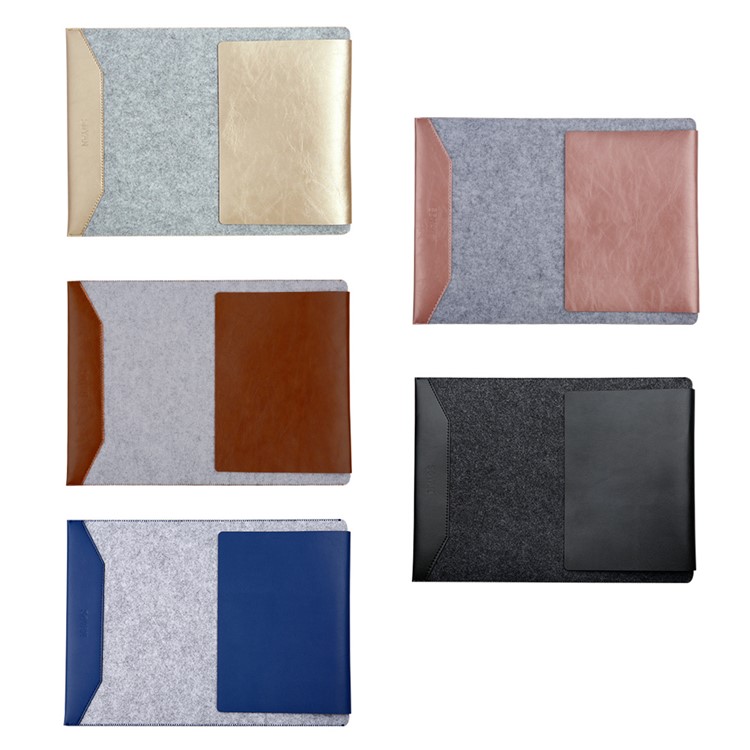 SOYAN Felt PU Bolsa de couro Bolsa com tapete para MacBook Pro 15-polegada(2016) - flecha ouro-15
