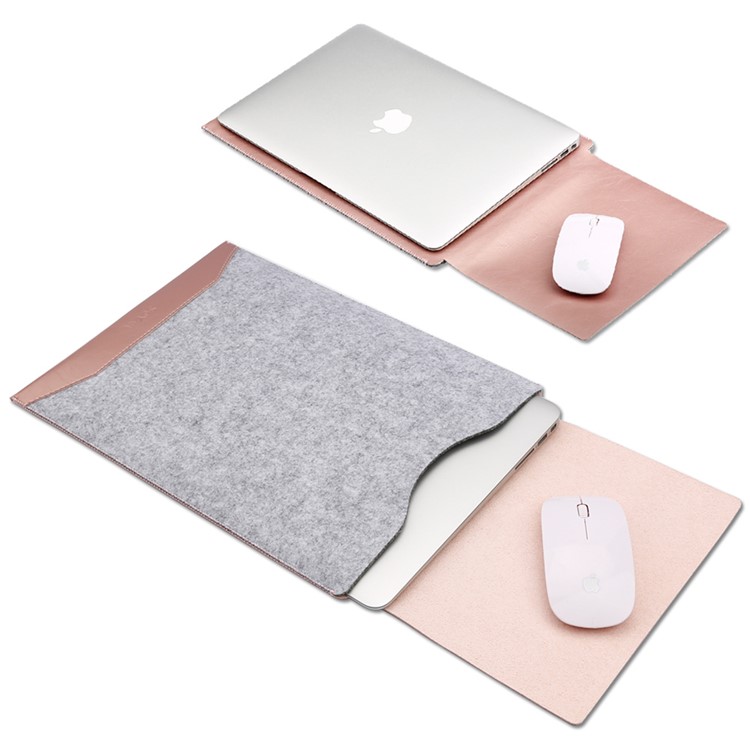 SOYAN Felt PU Bolsa de couro Bolsa com tapete para MacBook Pro 15-polegada(2016) - flecha ouro-8