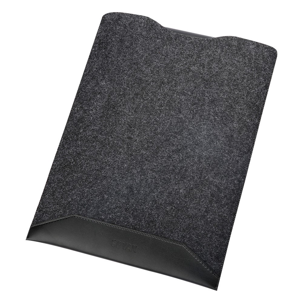 SOYAN 2-in-1 Anti-scratch Leather Pouch Case and Mouse Pad for MacBook 12-inch with Retina Display - Black-2