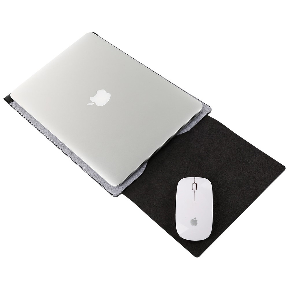 Sojan 2-in-1 Anti-scratch-lederbeutel Gehäuse Und Maus-pad Für MacBook 12-zoll Mit Retina-display - Schwarz