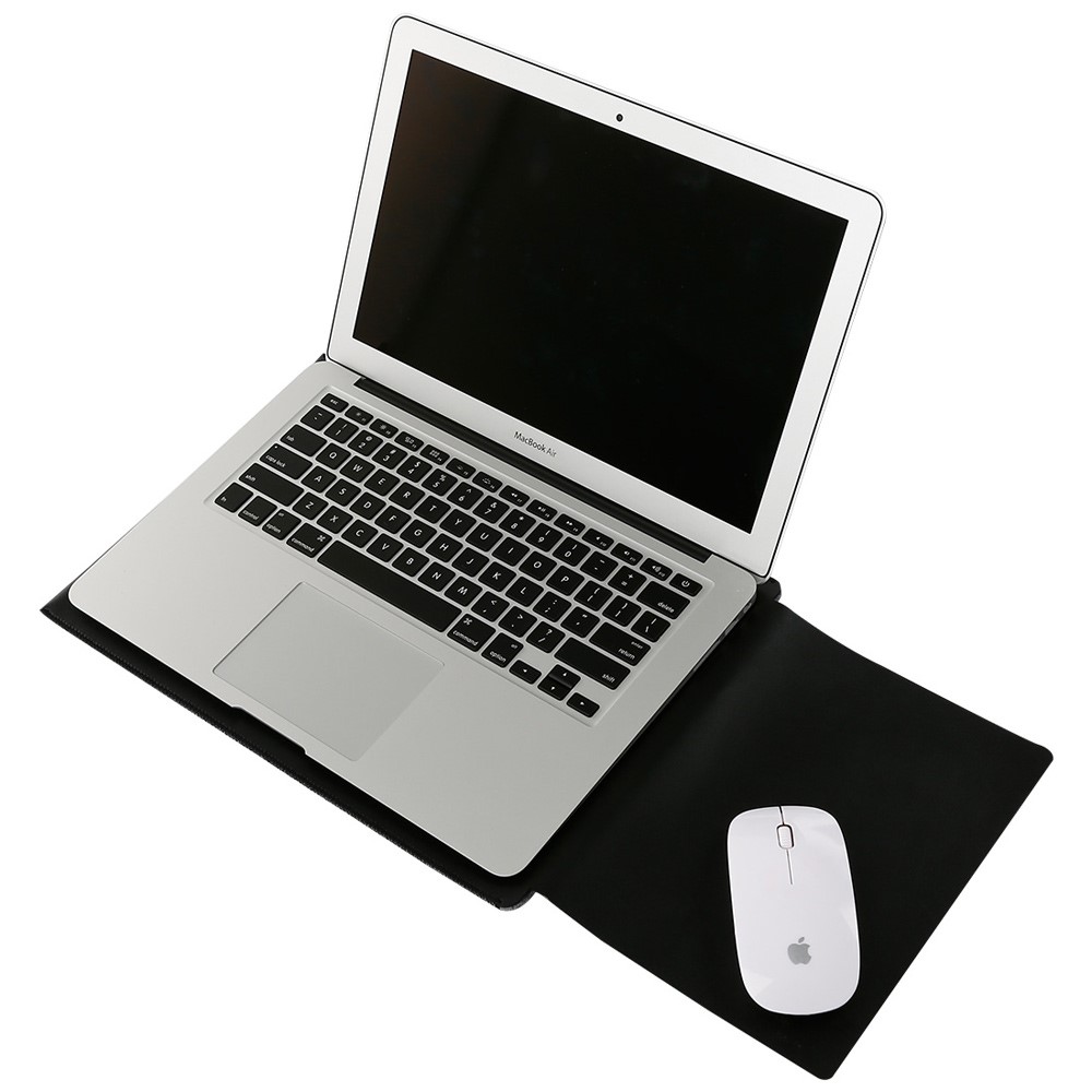 Sojan 2-in-1 Anti-scratch-lederbeutel Gehäuse Und Maus-pad Für MacBook 12-zoll Mit Retina-display - Schwarz