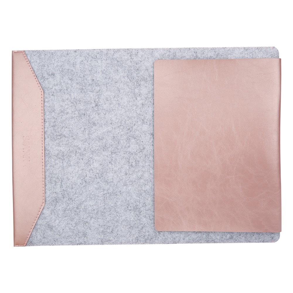 SOYAN 2-dentro-1 anti-Saco de bolsa de couro e mouse pad para MacBook 12-Polegada com Retina Display - flecha ouro-11