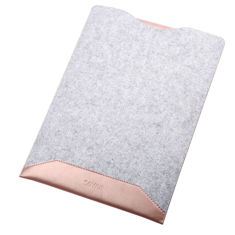 Saco De Bolsa De Couro Anti-riscos De Soja 2-em-1 E Mouse Pad Para MacBook 12 Polegadas Com Tela De Retina - Rosa Ouro