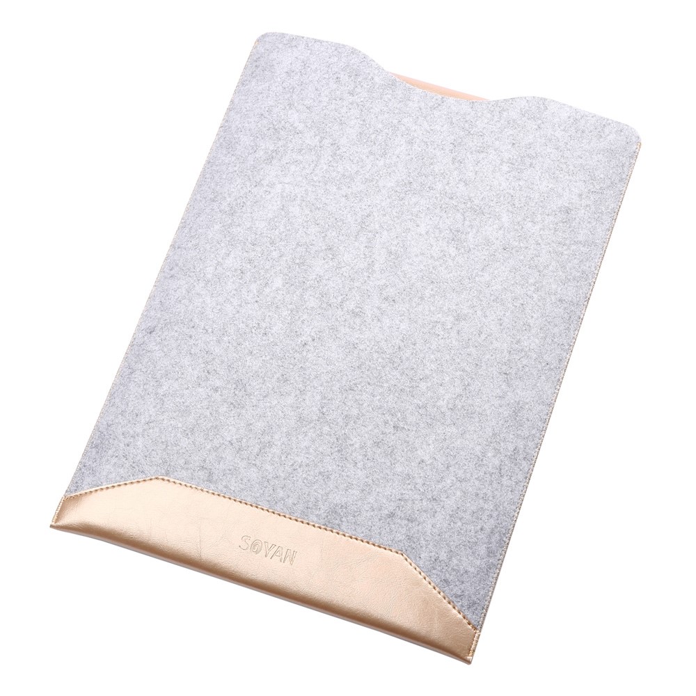 SOYAN 2-dentro-1 anti-arranhões estojo de malha e bolsa de couro para MacBook 12-Polegada com Retina Display - ouro-1