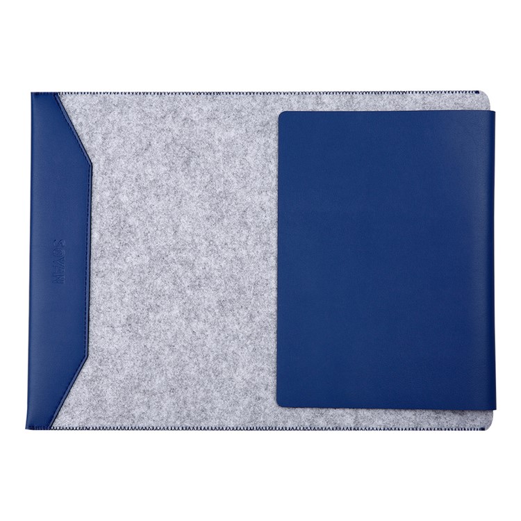SOYAN 2-em-1 à prova de salpicos bolsa de couro caso e mouse pad para MacBook de 12 polegadas com Retina Display - azul-2