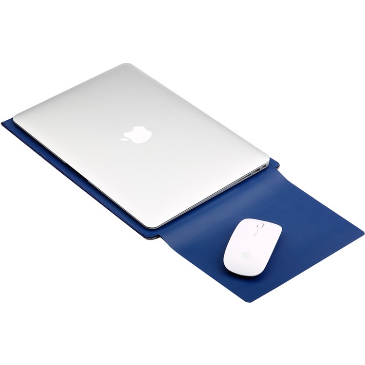 SOYAN 2-em-1 à prova de salpicos bolsa de couro caso e mouse pad para MacBook de 12 polegadas com Retina Display - azul-3