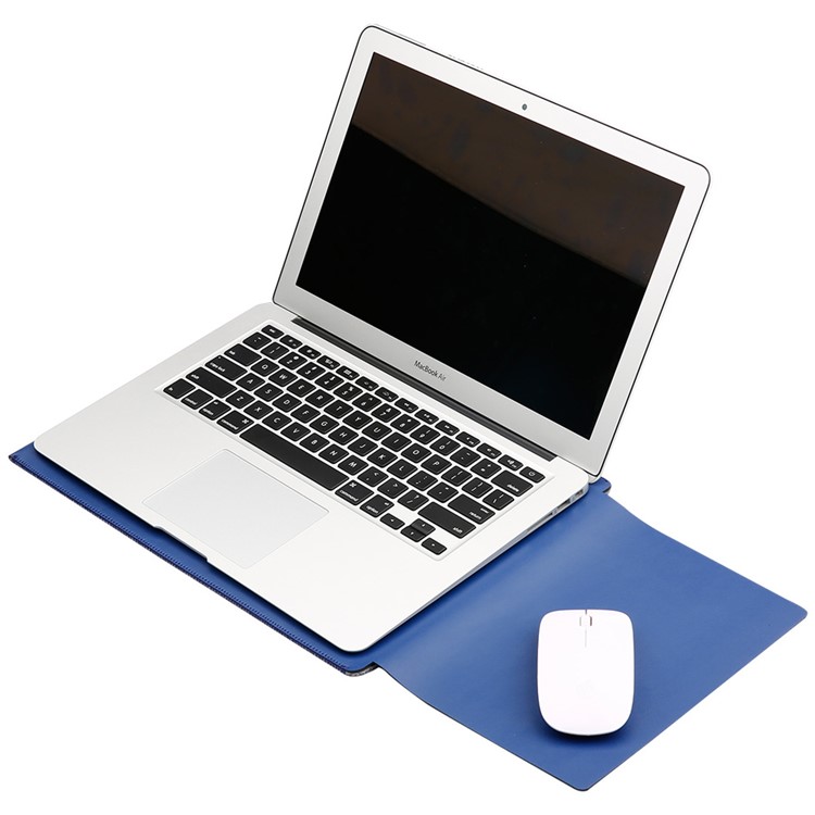 SOYAN 2-em-1 à prova de salpicos bolsa de couro caso e mouse pad para MacBook de 12 polegadas com Retina Display - azul-4
