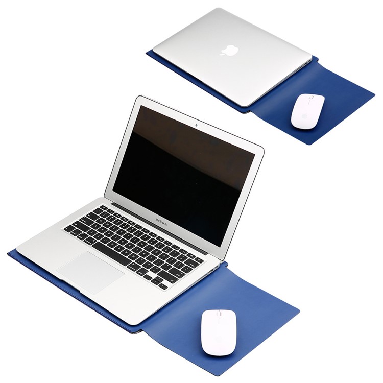 SOYAN 2-em-1 à prova de salpicos bolsa de couro caso e mouse pad para MacBook de 12 polegadas com Retina Display - azul-7