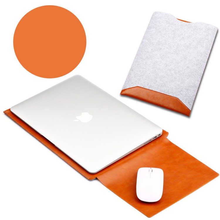 Manga De Couro SOYAN PU [bolsa Rotetiva Com Mouse Pad Para Macbook De 12 Polegadas Com Retina - Castanho-1