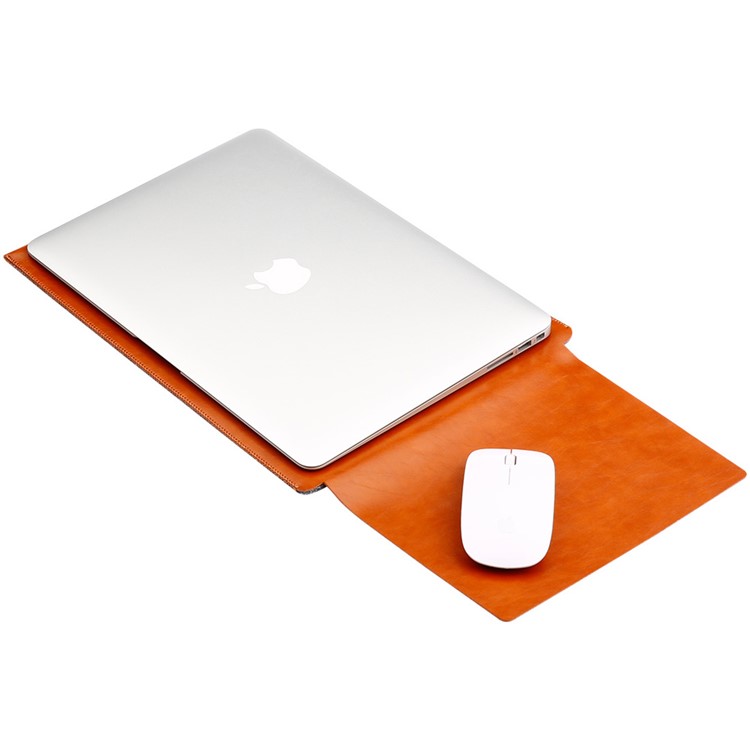 Manga De Couro SOYAN PU [bolsa Rotetiva Com Mouse Pad Para Macbook De 12 Polegadas Com Retina - Castanho-4