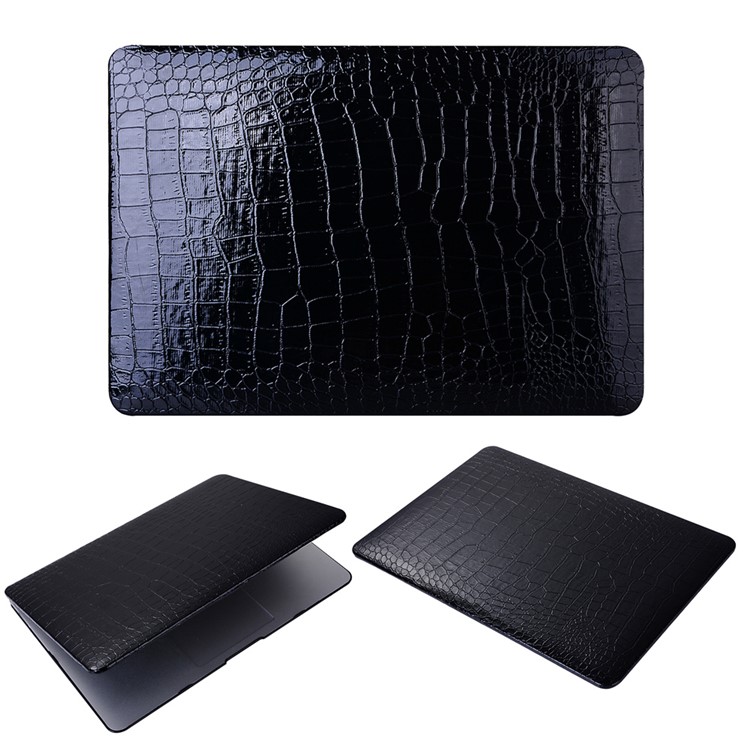 Leather Coated Hard Snap-on Case for MacBook Pro 13-inch (2016) - Crocodile Texture / Black-1