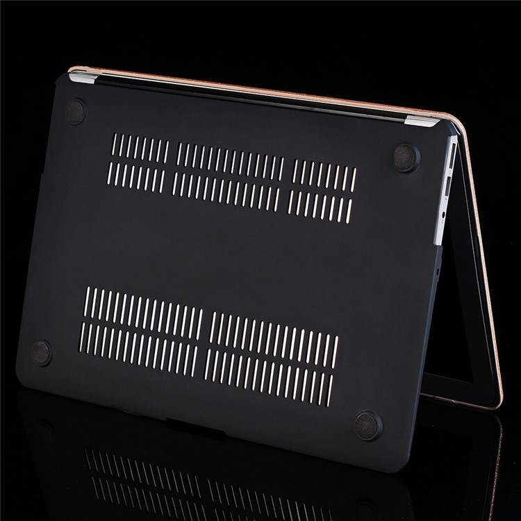 Brillante cuero recubierto Snap-on Shell duro para MacBook Air 13,3 pulgadas A1369 A1466 - Oro-4