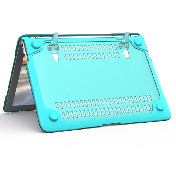 2-Piece Kickstand Plastic + TPU Shell Cover for MacBook Air 13.3-inch - Baby Blue-13
