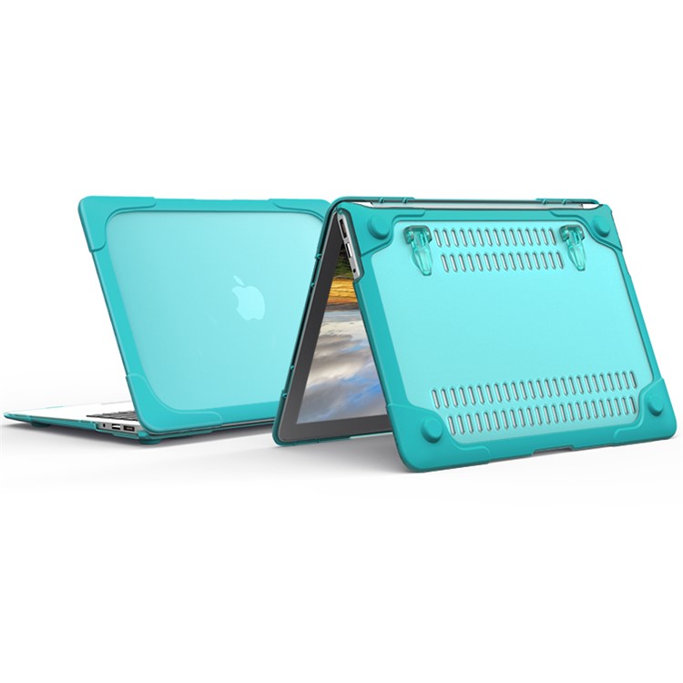 2-Piece Kickstand Plastic + TPU Shell Cover for MacBook Air 13.3-inch - Baby Blue-9