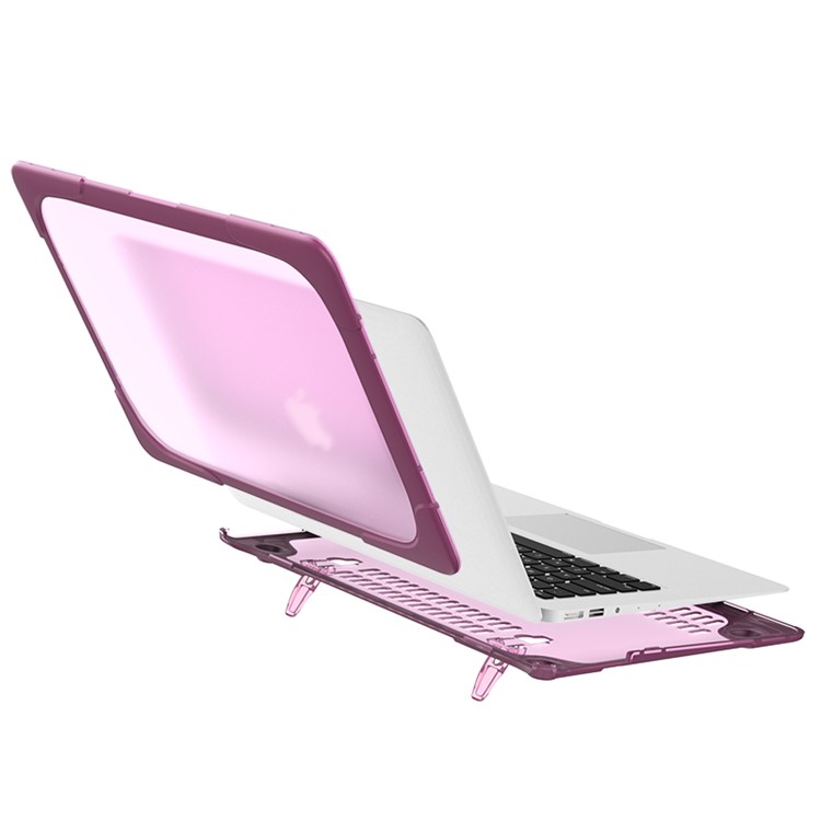 2-Piece Plastic + TPU Kickstand Hybrid Cover for MacBook Air 13.3-inch - Purple-12