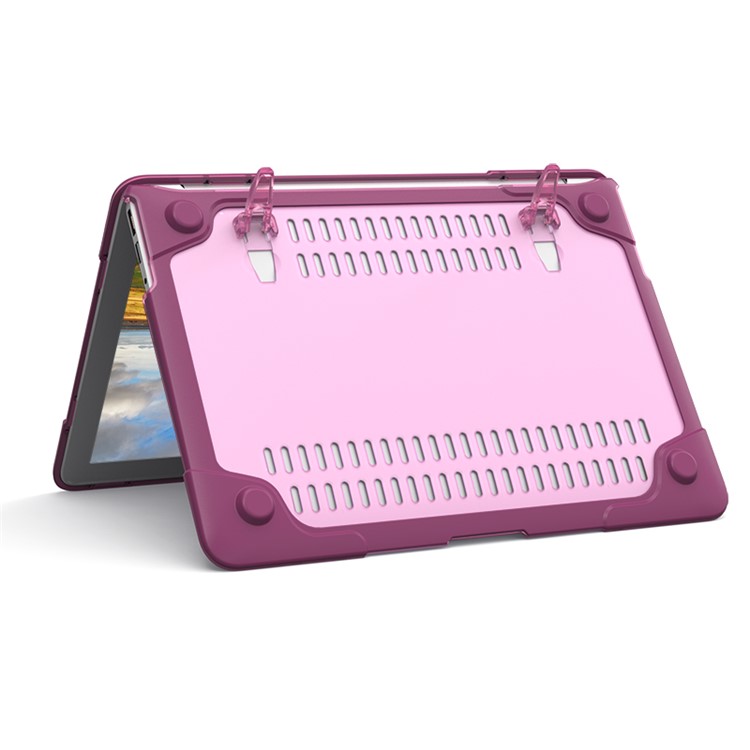 2-Piece Plastic + TPU Kickstand Hybrid Cover for MacBook Air 13.3-inch - Purple-13