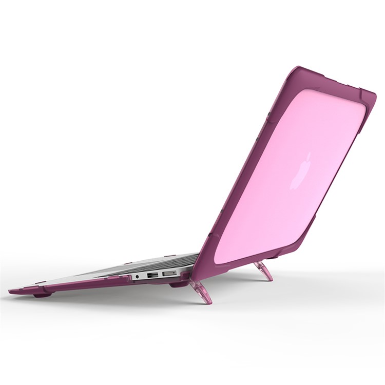 2-Piece Plastic + TPU Kickstand Hybrid Cover for MacBook Air 13.3-inch - Purple-18