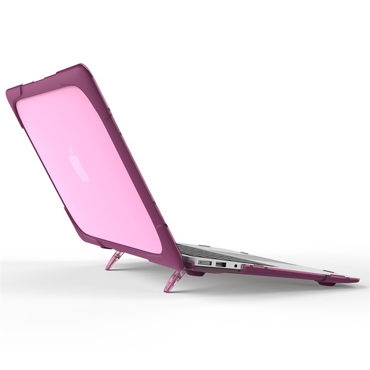 2-Piece Plastic + TPU Kickstand Hybrid Cover for MacBook Air 13.3-inch - Purple-19