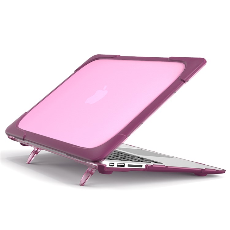 2-Piece Plastic + TPU Kickstand Hybrid Cover for MacBook Air 13.3-inch - Purple-20
