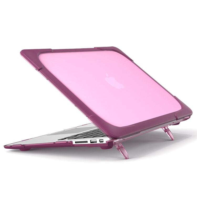 2-Piece Plastic + TPU Kickstand Hybrid Cover for MacBook Air 13.3-inch - Purple-21