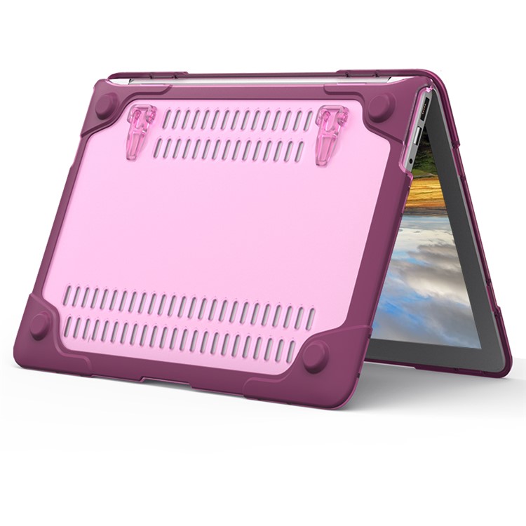 2-Piece Plastic + TPU Kickstand Hybrid Cover for MacBook Air 13.3-inch - Purple-5