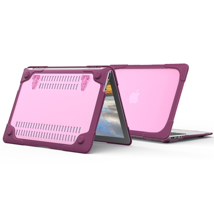 2-Piece Plastic + TPU Kickstand Hybrid Cover for MacBook Air 13.3-inch - Purple-9