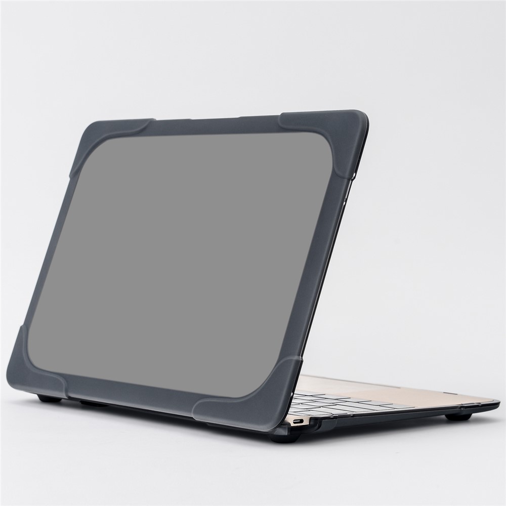 Deux-partie plastique + Étui hybride TPU avec support pour MacBook 12-Inch with Retina Display(2015) - gris-1