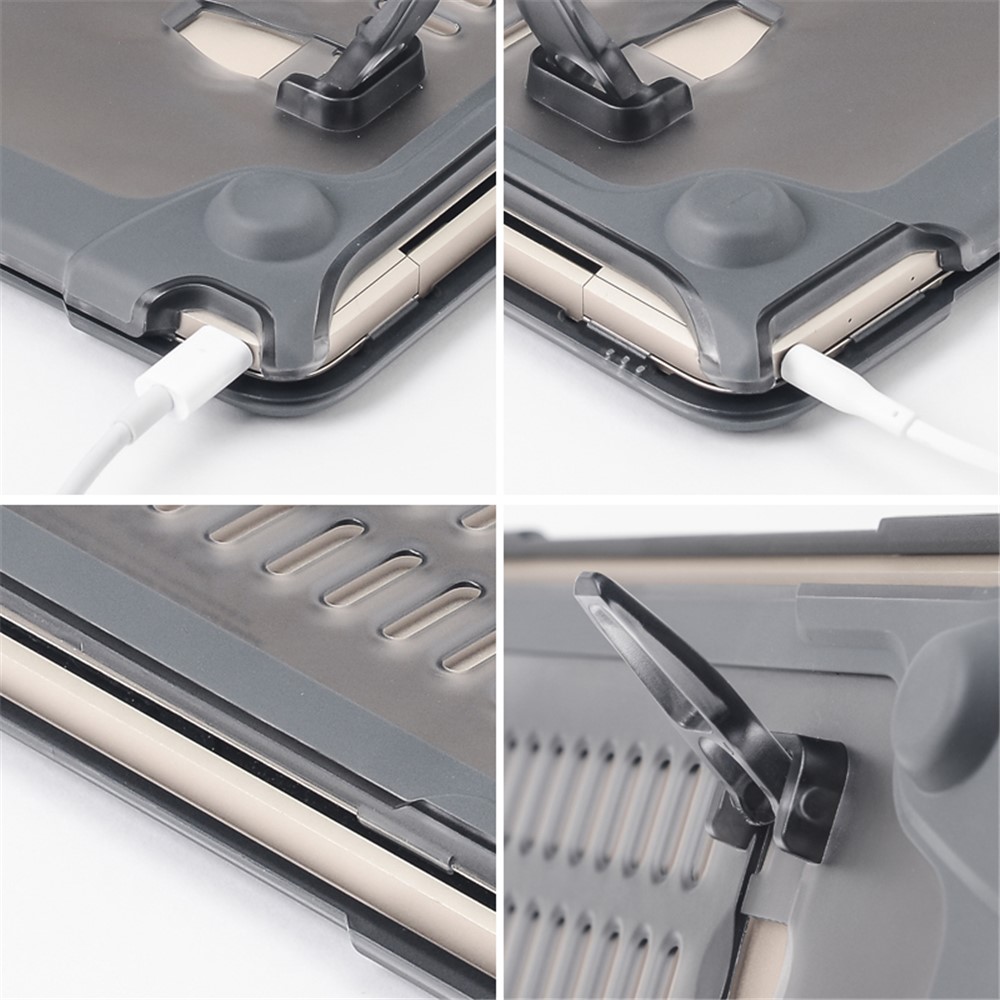 Deux-partie plastique + Étui hybride TPU avec support pour MacBook 12-Inch with Retina Display(2015) - gris-12