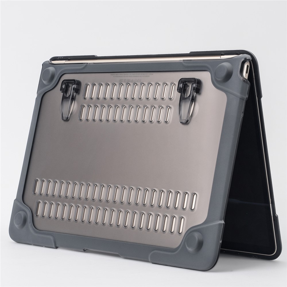 Deux-partie plastique + Étui hybride TPU avec support pour MacBook 12-Inch with Retina Display(2015) - gris-2