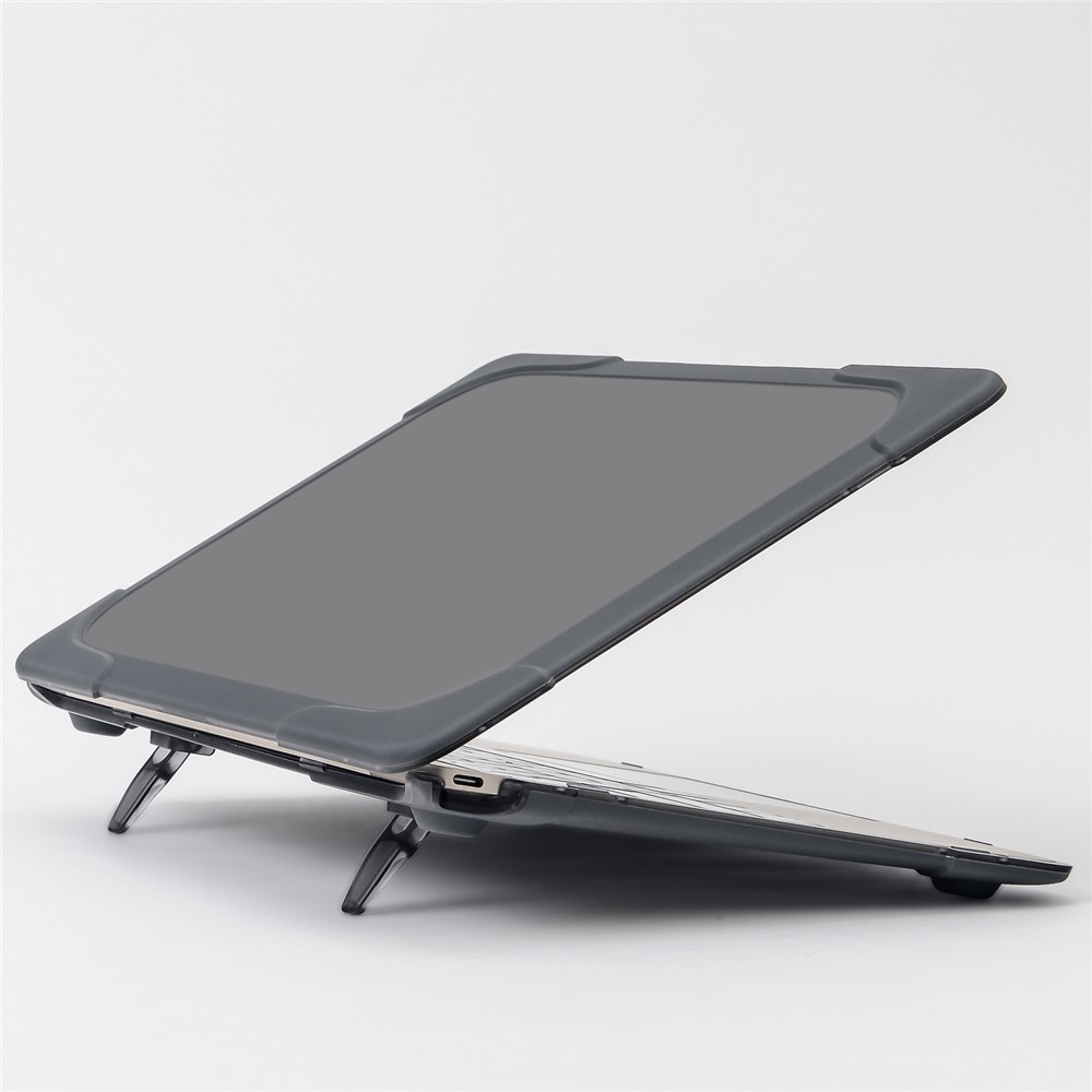 Deux-partie plastique + Étui hybride TPU avec support pour MacBook 12-Inch with Retina Display(2015) - gris-5